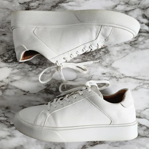 Zara White Monochrome Casual Lace-Up Sneakers, EU Size 40=US Size 10 - Picture 8 of 16